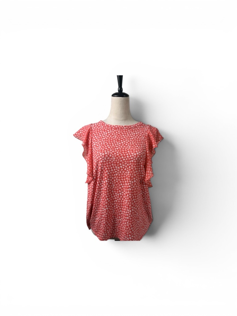 Michael Kors Coral Dot Flutter Sleeve top Size LP